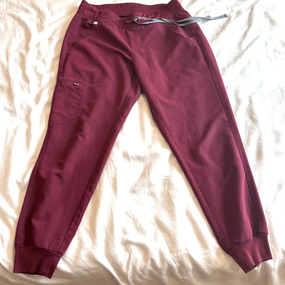 FIGS Zamora Jogger Scrub Pants Burgundy Maroon Womens Small